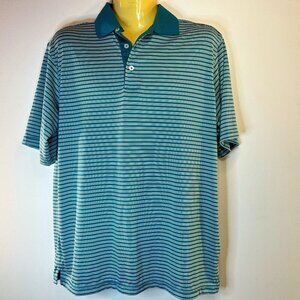 Chase Edward Golf Men's Teal Blue Striped Polo Shirt - Size Small - NWT